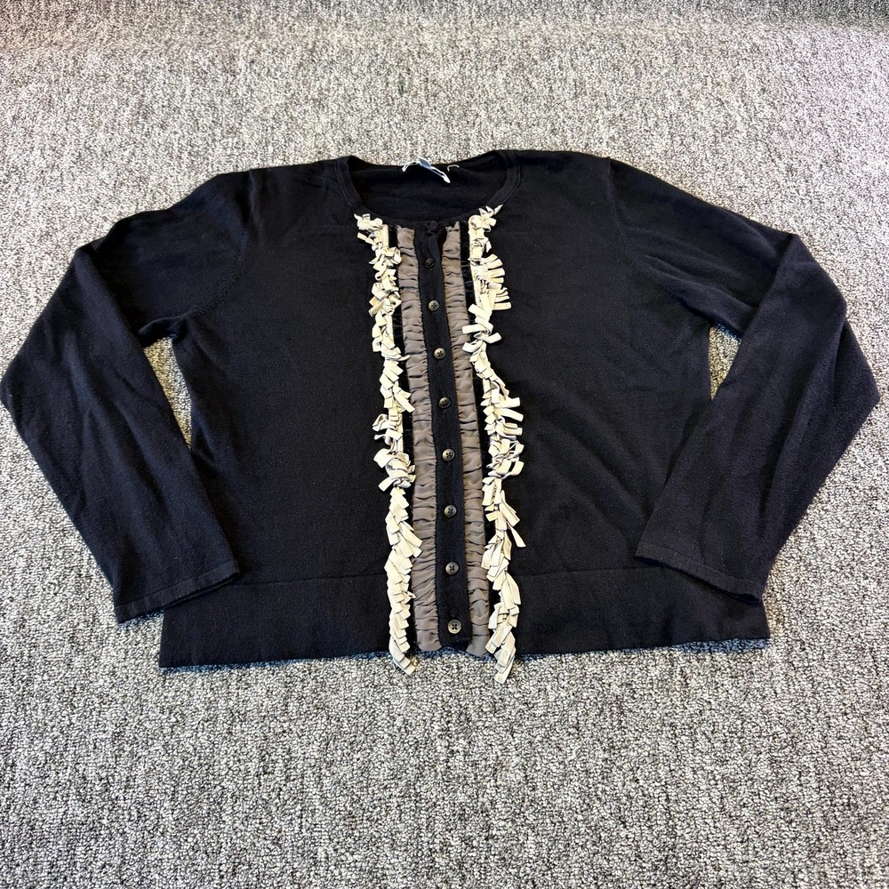 Cabi Tuxedo Broadway Cardigan Sweater Women XL Black Cashmere Blend Button Front